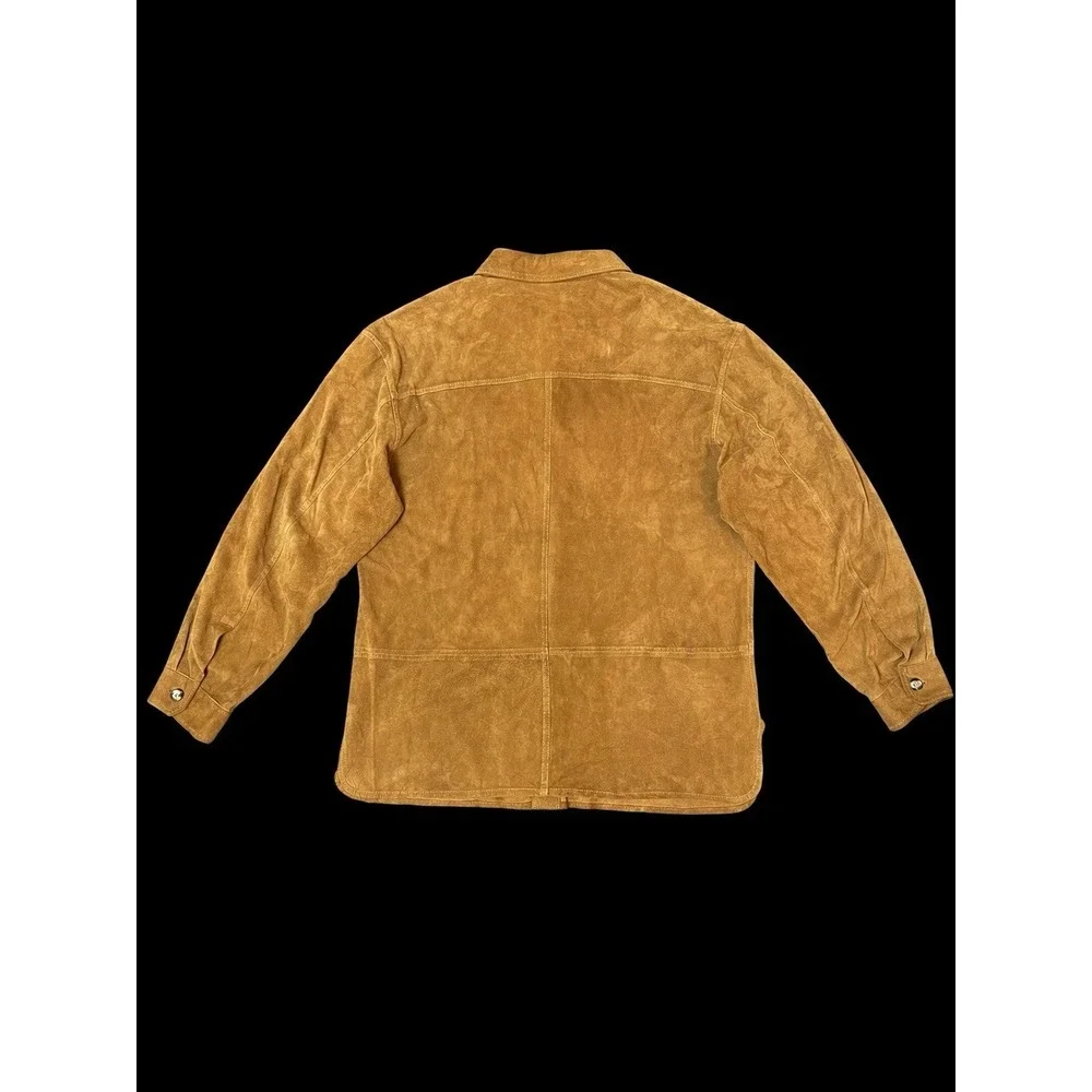 VTG Dustin Sport‎ Suede Shirt Shacket Mens L Western Patch Pockets Ranch Layer